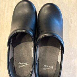 Dansko Sleek Black Leather Clogs